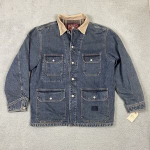 Vintage LUCKY BRAND Denim Chore Jacket Blanket Lined Size XL Made In USA